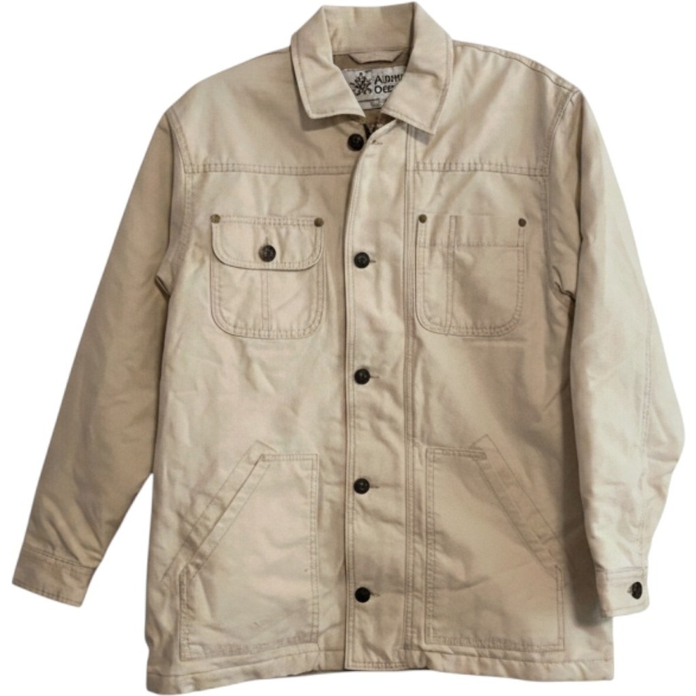 Alpine Design Men Organic Cotton Canvas Quilted Chore Jacket Cream Small RN10414